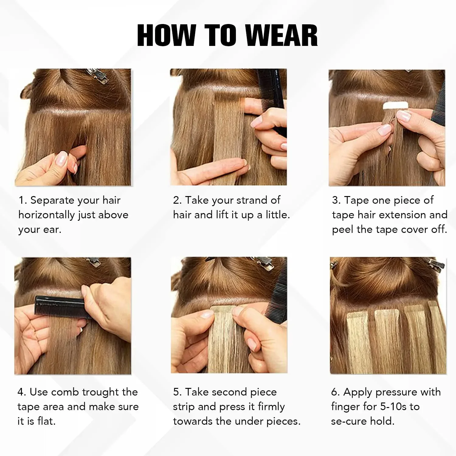 Extensii de păr cu bandă adezivă, blond 613, păr uman Remy, fără sudură, 20 buc._voghion.com