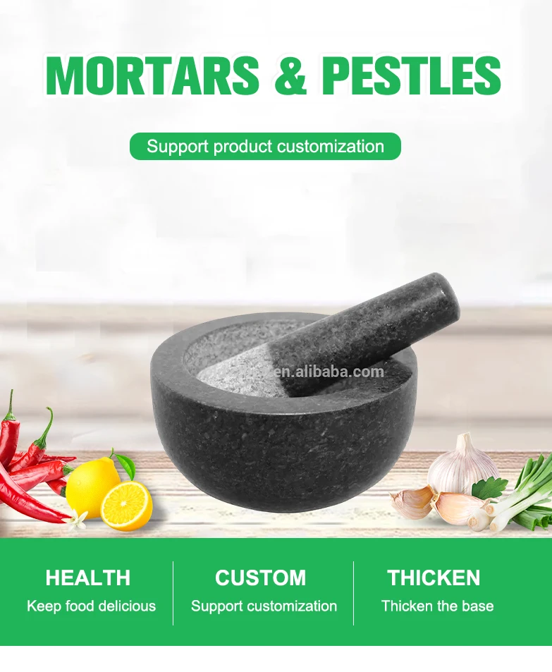 Natural Granite Mortar And Pestle / Stone Pestle And Mortar / Pestle