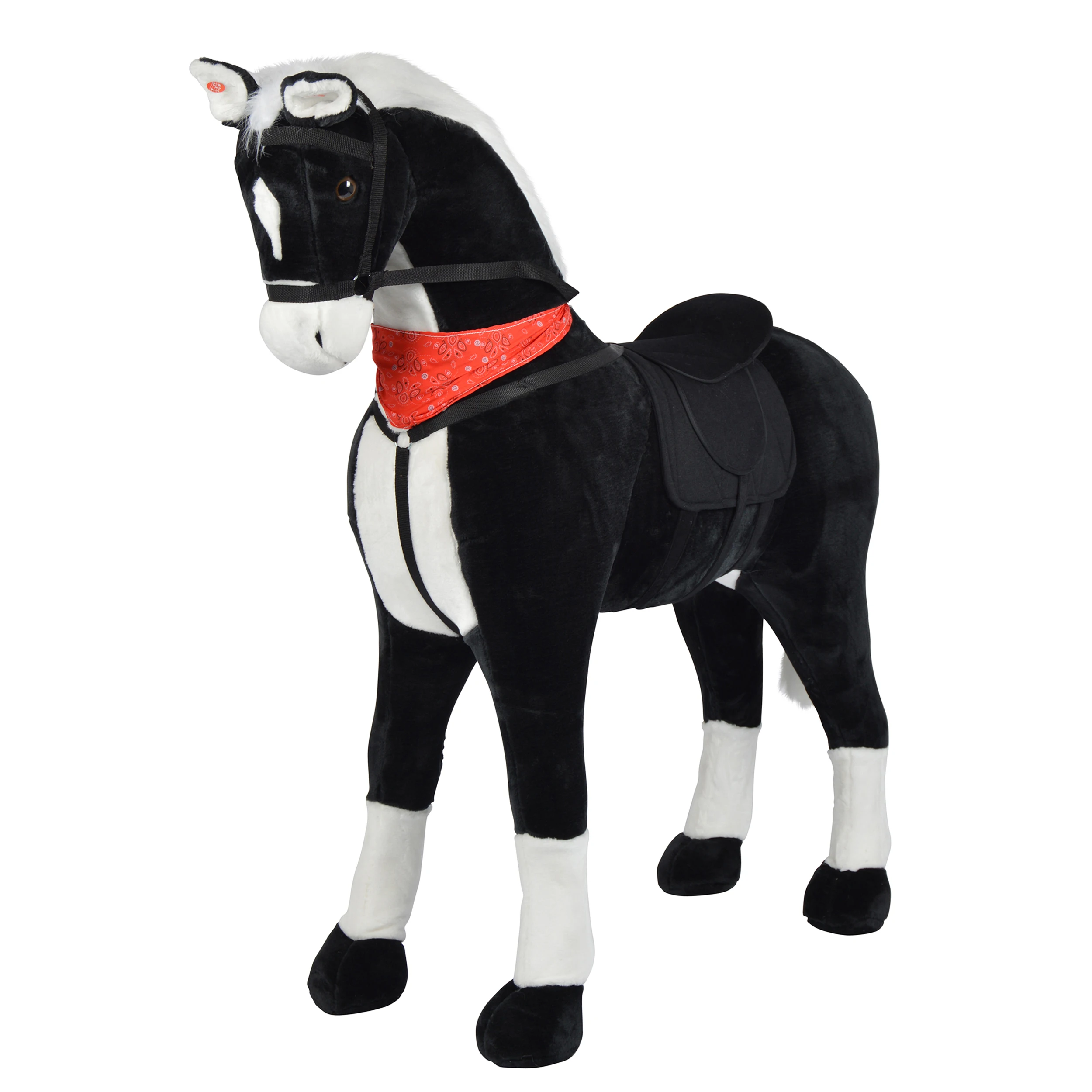 Cheval à Bâton En Peluche 100cm - Avec Sons Réalistes - Jouet Enfant 3+ Ans - Noir