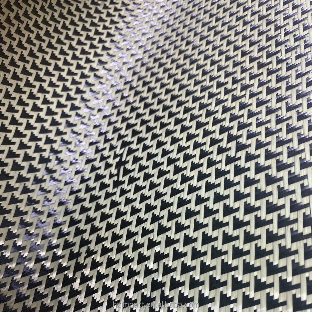 Airplane Yellow Black 3k 280gsm Carbon Fiber Kevlar Woven Fabric Jacquard Carbon Cloth