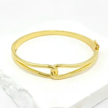 European And American Designer Style Bangles Simple Brass Cooper Gold Bracelets For Women