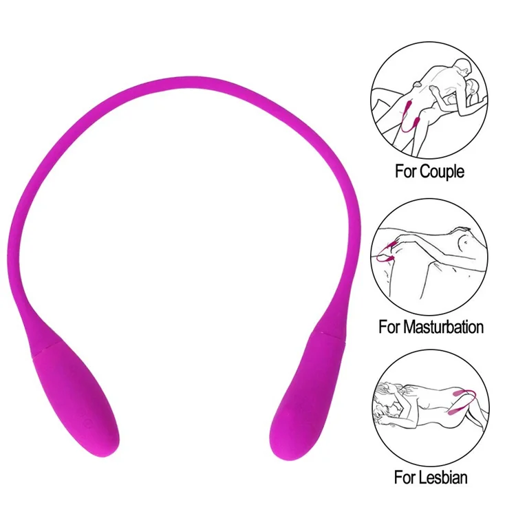 Dual-Head Silicone Vibrator with Double Dildo for Lesbian Anal Convenient Eggs Vibrator