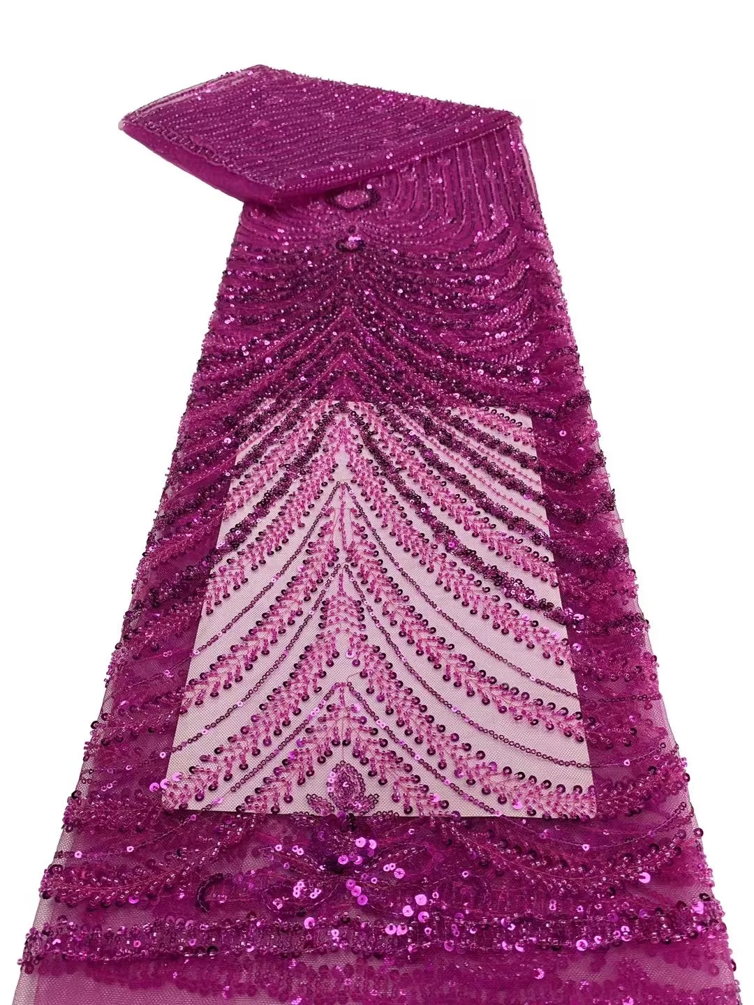 HY2946 African New Sparkle 3d Beaded Sequins Lace Fabric for