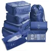 Eight-piece toiletry set in navy blue
