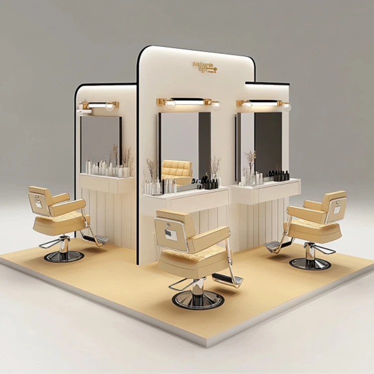 M2 Display Led Modern Gold Mirror Hair Salon Shop Display Cabinet for Mall Kiosk Store Design Hair Salon Decoration Furniture