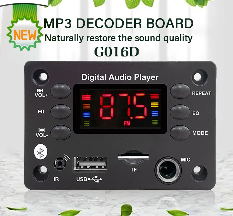Large Screen Bluetooth Mp3 Decoder Board Audio Amplifier Board Digital Audio Player Module 5v