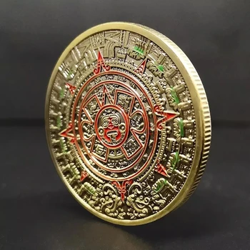 Wholesale Gold Silver 40 mm Coins Antique Commemorative Engrave Logo Maya Coins for Aztec