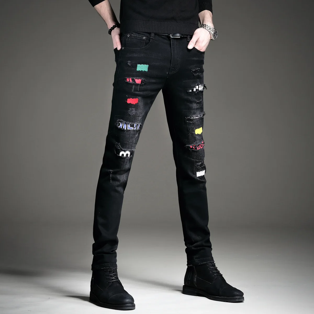 2022 Men Embroidery Patch Hole Jeans Korean Version Slim-fit Elastic Casual  Jeans Washed Denim Jeans - Buy Jeans Washed Denim Jeans,Men Embroidery  Patch Hole Jeans,Fashion Patchwork Jeans Product on 