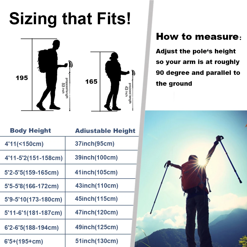 Как подобрать палки. Треккинговые палки по росту таблица. Треккинговые палки подбор по росту и весу таблица. Высота палок для треккинга. Треккинговые палки размер.