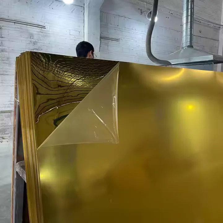 Dark Gold Mirror Acrylic Sheet Length 2440mm Width 1220mm Thickness 1mm 2mm Acrylic Mirror Sheet for Decoration