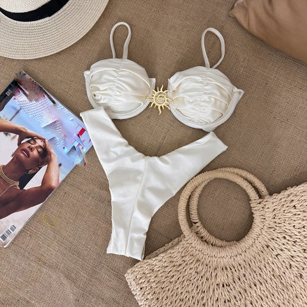JSN Two Pieces Bikini Set Push up Bikini Sexy Women Swimsuit Female Swimwear Brazil Bathing Suit Beachwear