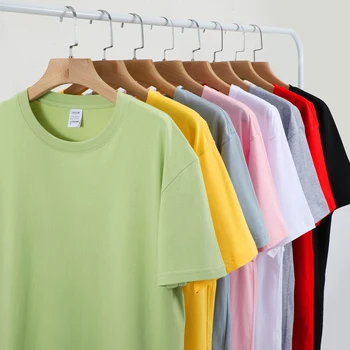 High Quality 100% Cotton 220gsm Blank T-shirts Wholesale Heavyweight Oversized Tshirt Printing Custom men's t-shirt