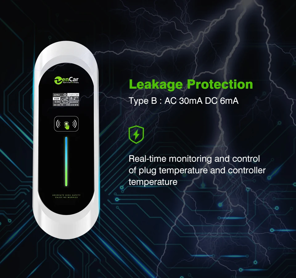 Kw A Type B Iec Zencar Portable Ev Charger For Electric Car With Temperature Control