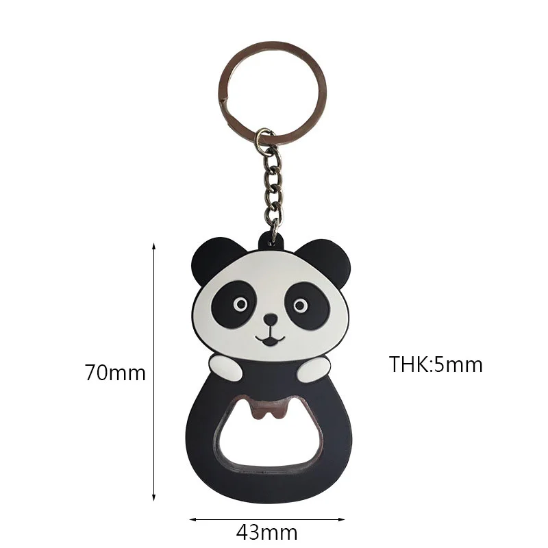 Cute PVC Soft Rubber Panda Key Chain Cartoon Panda Silicone Beer Bottle Opener Cute Custom Keychain  Accessories