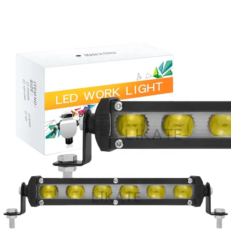 BraveWAY 7IN Yellow LED Light Bar Single Row 3240LM Spot Flood Combo Beam Amber Fog Off-Road Light Bar For Truck Pickup ATV UTV SUV Ranger 4Runner-Enhance Visibility In Fog Night Driving - Foto 5