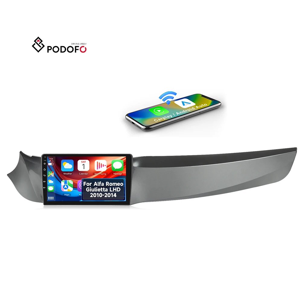 Podofo 9'' Android Car Stereo for Alfa Romeo Giulietta LHD 2010-2014 Wireless Carplay/Android Auto Car Audio Bulk Supplier OEM A8522A4658/A8522