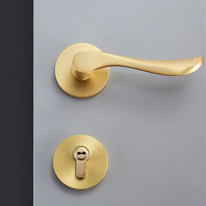 Hoone House Gold Interior Door Lever Handle With Lock Kit Gold Zinc