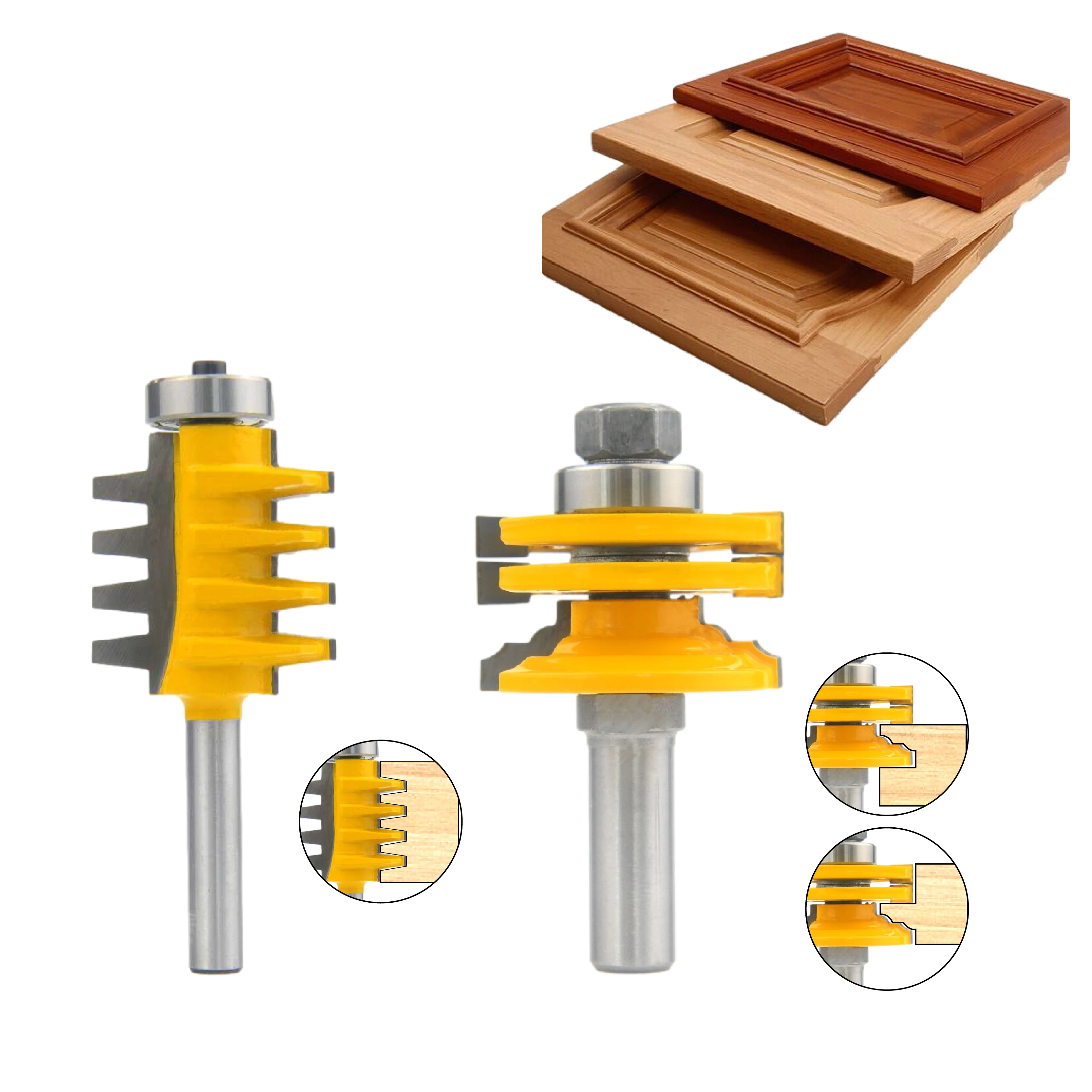 2pc Tenon Joint Router Bits Set Milling Cutter Solid Carbide End Mills