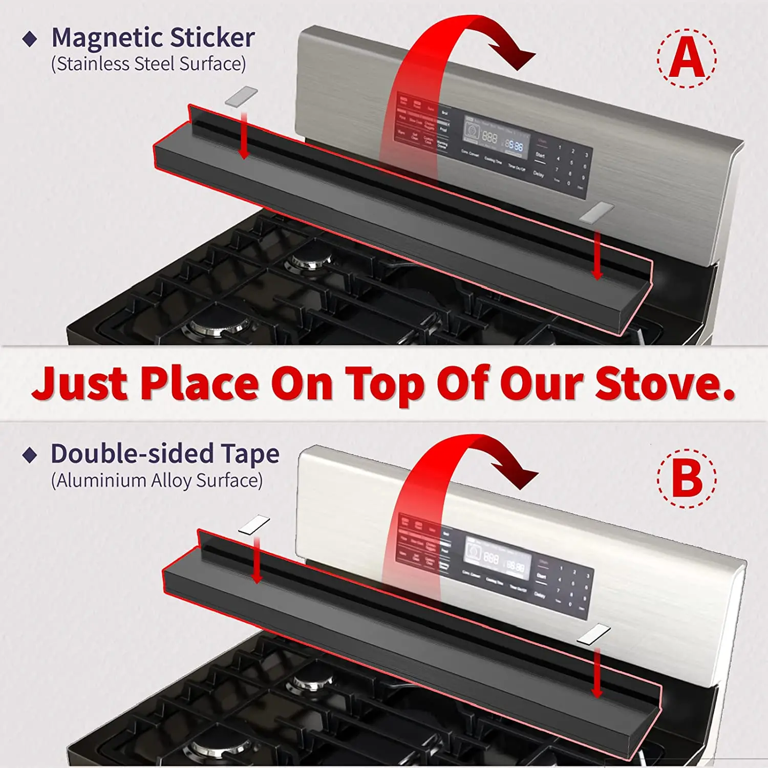 Stainless Steel  Magnetic Stove Top Spice Storage Rack Ultra-Wide and Spill Prevention Design Over the Stove Shelf For Kitchen