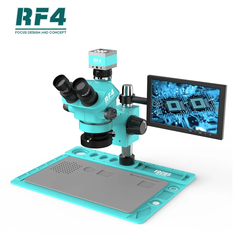 RF4 RF4 RF7050TVD2-2KC2-X101 Trinocular Electronic Repair RF4 Microscope With 2K Camera 10 Inch Monitor Mobile IC Chips Repair