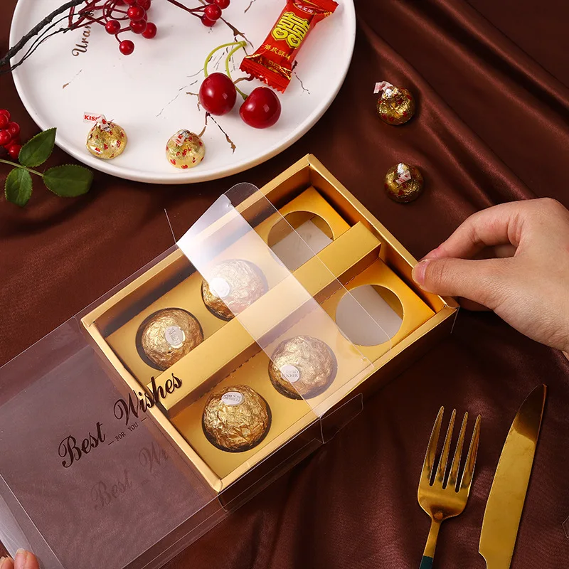 Custom Foldable Gold Box with Plastic Tray Small Chocolate Gift Box