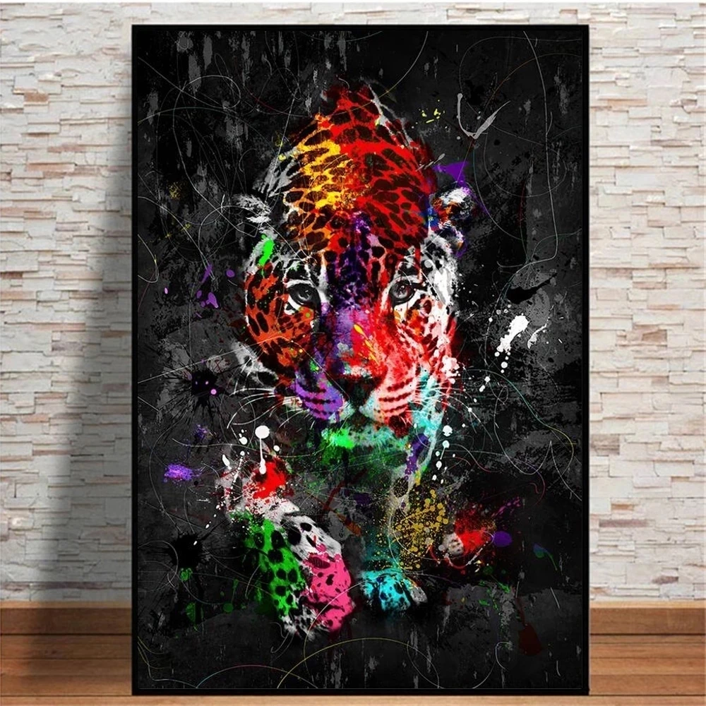 Graffiti Lion Tiger Poster Animal Wall Art Canvas Art Posters Prints ...