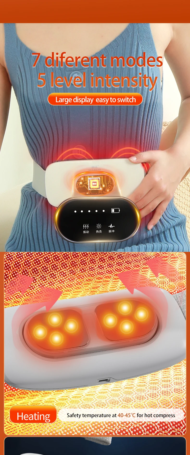 3d Heat Belly Wrap Pulse Abdominal Waist Body with Vibration Massage Shaping Slimming Slim Belt Nursing Massager Machine
