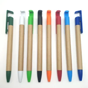 2026 Factory Direct Creative Environmental Protection Custom ECO  Paper Ballpoint Pen  Mobile Phone  Stand  Pen with Notebook