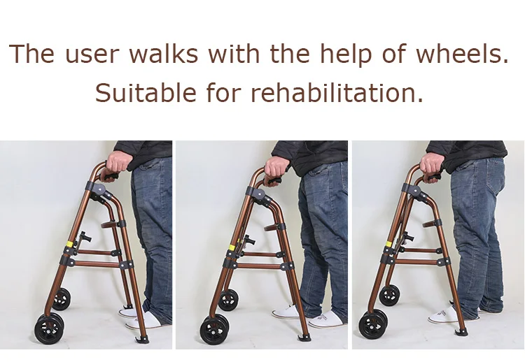 High quality and hot sale 2 Wheels Lightweight and Easy to Carry Senior Walker Aluminum Foldable Walker supplier