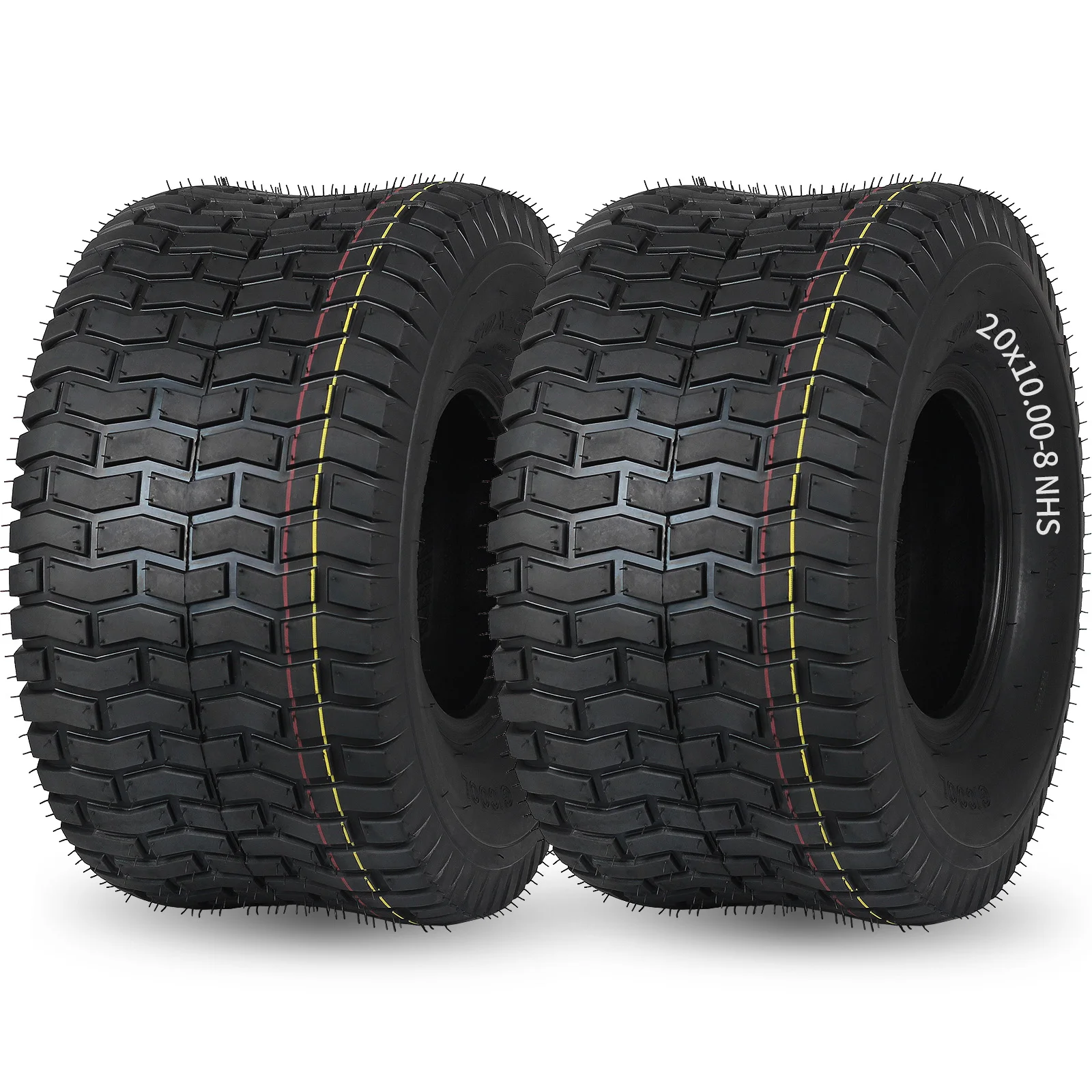 20 x 10.00-8 Turf-V Pattern Lawnmower Tubeless Turf Tire, 20x10-8 for Tractor Riding Lawnmowers, 4 Ply