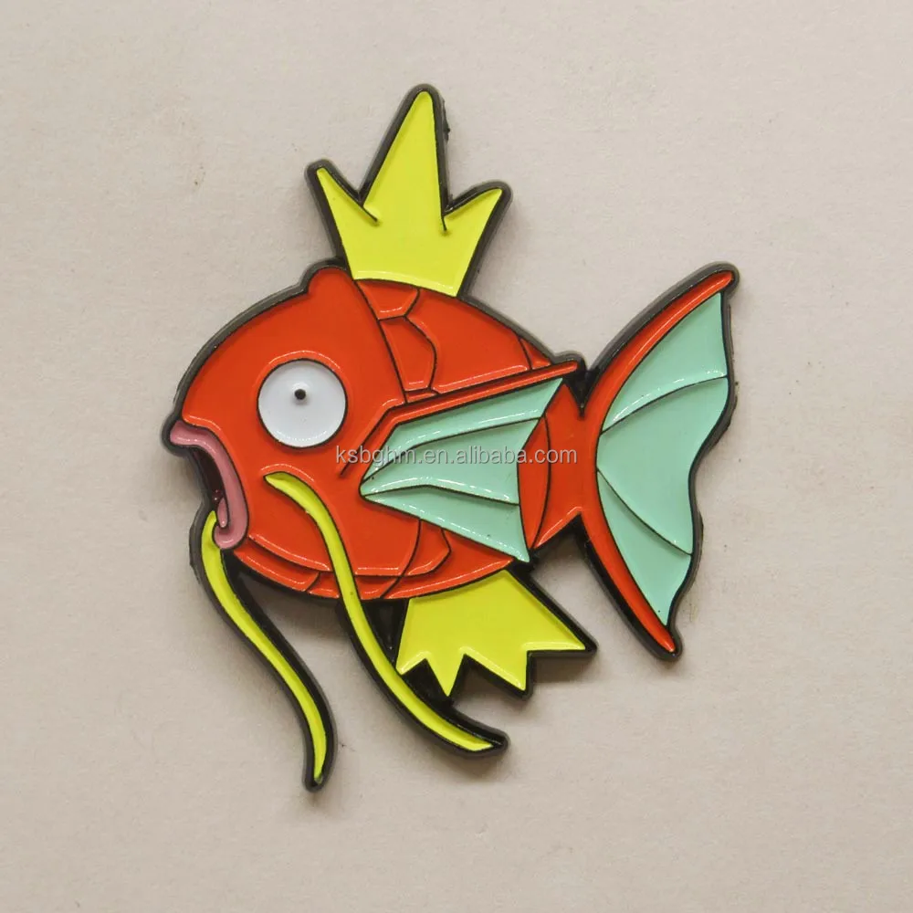 Customized Metal Cartoon Characters Enamel Pin Badge Animal Fish Soft ...