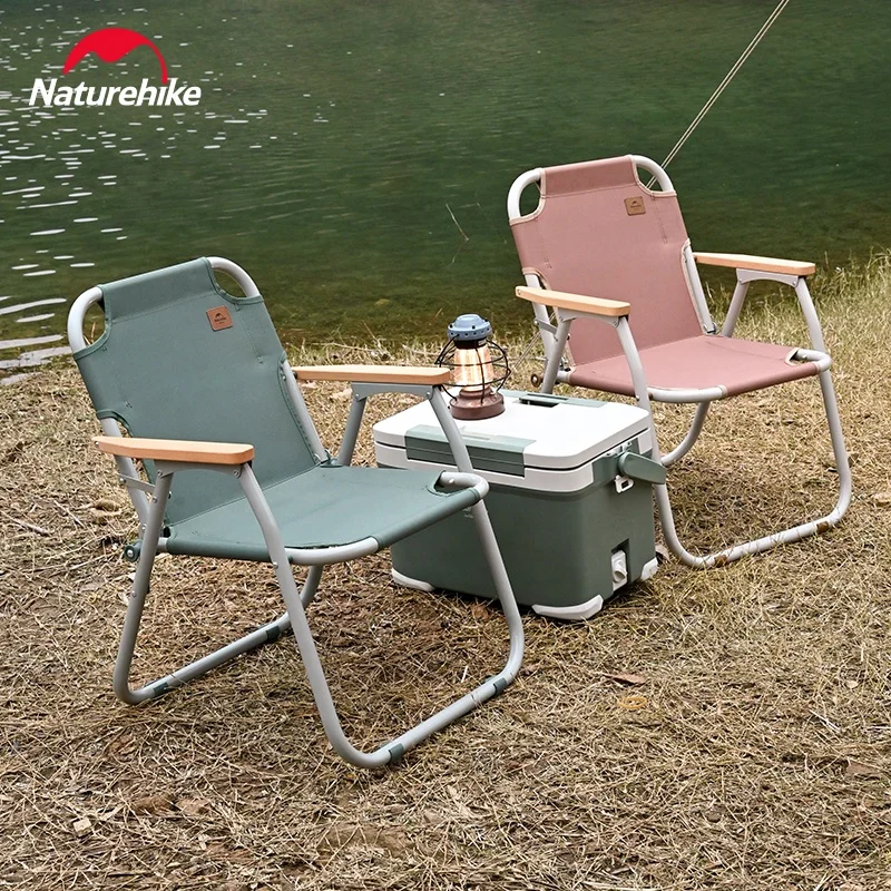 Naturehike TO04 aluminum alloy chair outdoor camping picnic beach folding chair with wood armrest