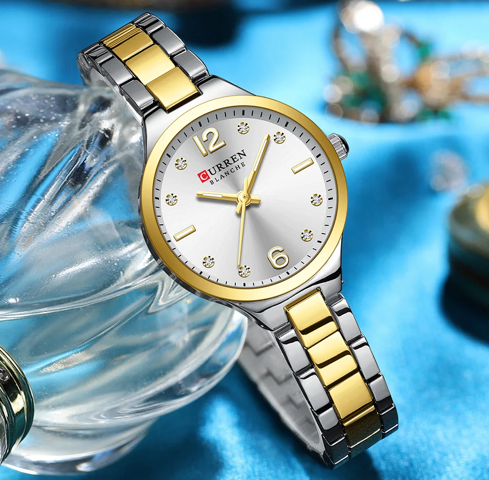 Curren 9105 Women Elegant Watch Stainless Steel Fashion Diamond Number Dial Ladies Watches Luminous Casual Quartz Wristwatch