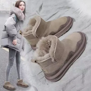 Thick Snow Boots With Cashmere Winter New  Warm Cotton Set Feet Large Cotton Non-Slip Thick Soled Boots