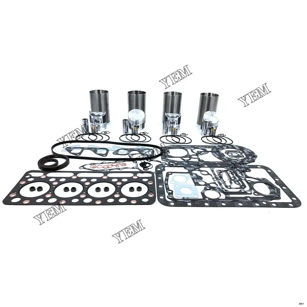 Overhaul Gasket Kit With Cylinder Gaskets Piston Rings Liner Fit for Kubota V1512 Forklift Excavator & Skid Loader Engine