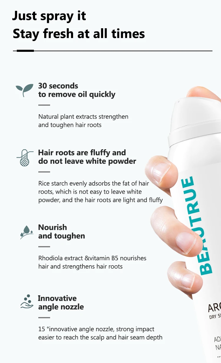 Mens Quick Dry Oil Hair Dry Shampoo Private Label Spray Shampoo Spray