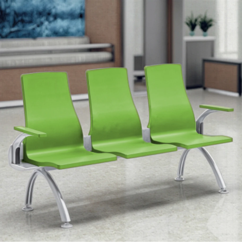 Customizable Color Modern PU Monoblock Hospital Chairs with Ergonomic Shaped Steel Beam 5