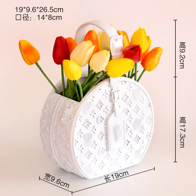 Drea Nordic Creative Resin Handbag Flower Vase With Logo Flower