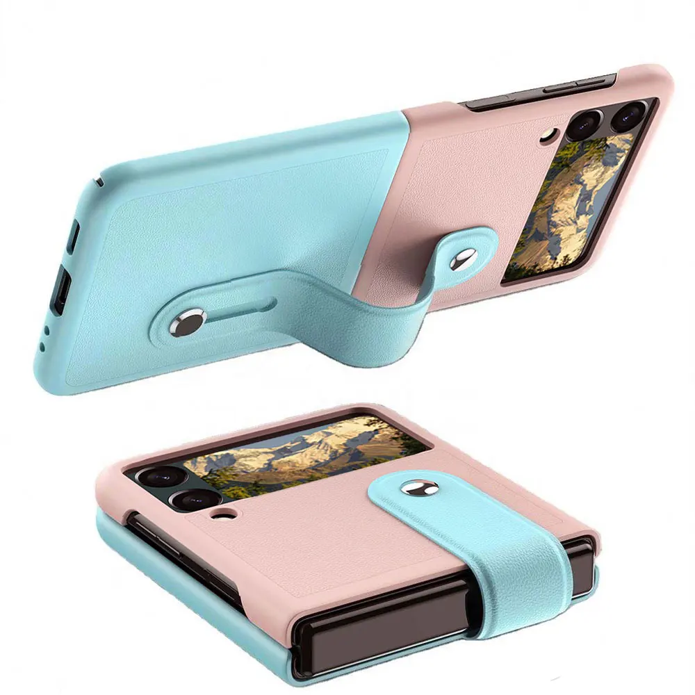 Fold Phone Cases For Galaxy Z Flip5 Flip4 Flip3 5G Flip Precision Hole Simple Wrist Strap Bracket Sjk408 Laudtec