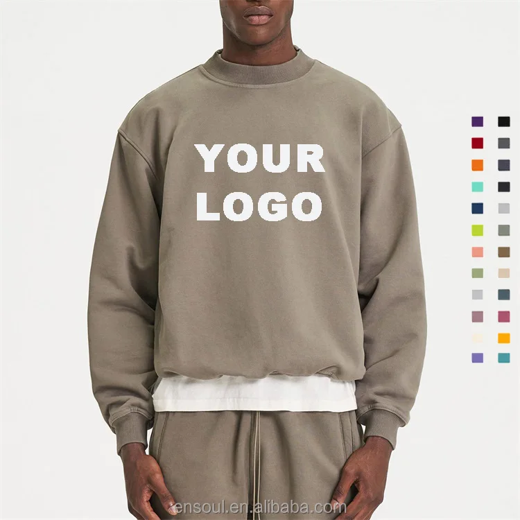 OEM Wholesale Crew Neck Pullover Blank Heavyweight 100% Cotton Custom Logo  Embroidered Crewneck Oversized Men Sweatshirt