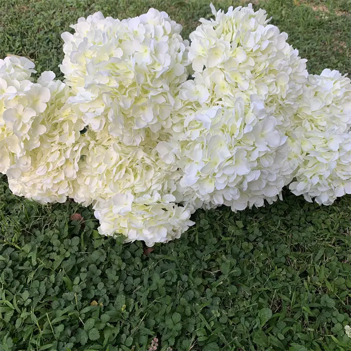 L163 Wholesale Ivory Bulk 5heads Hydrangeas Flowers Artificial Silk
