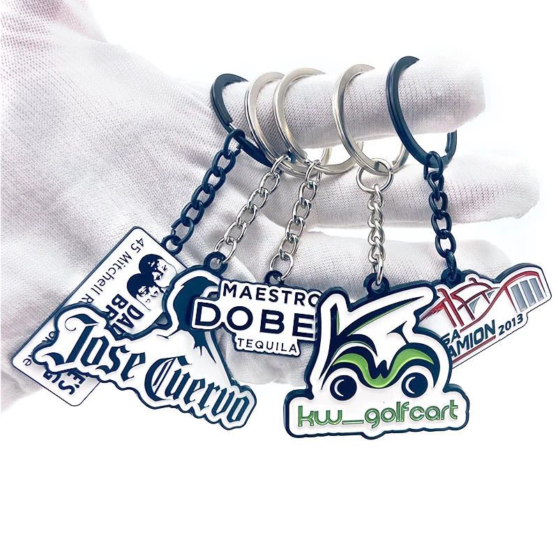 Make Your Own Logo Custom Keychain Charms 2d 3d Zinc Alloy Iron Metal Key Ring Soft Enamel Black Key Chains for Children