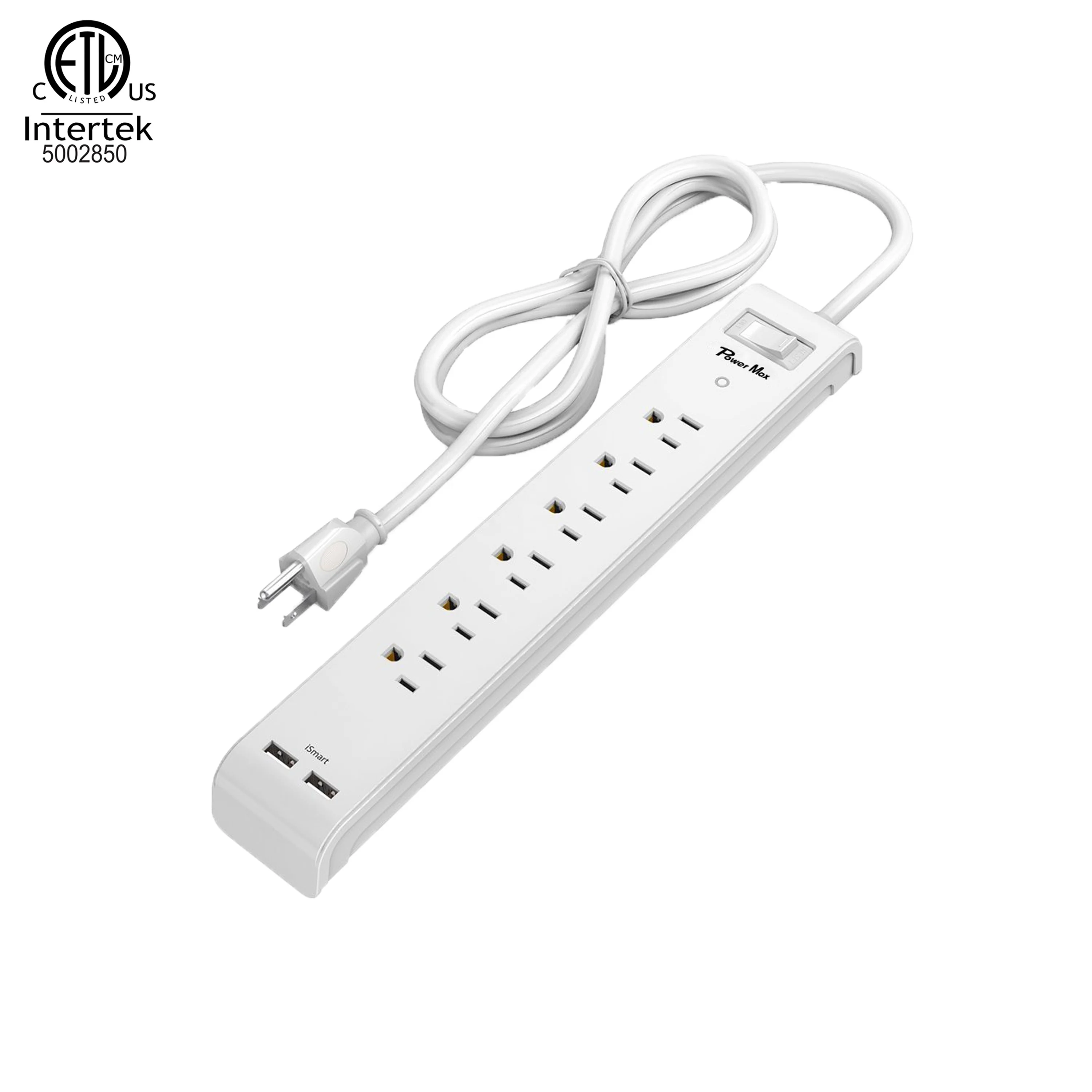 Usb Power Strip,Flat Plug Power Strip Extension Cord With 6 Outlets ...