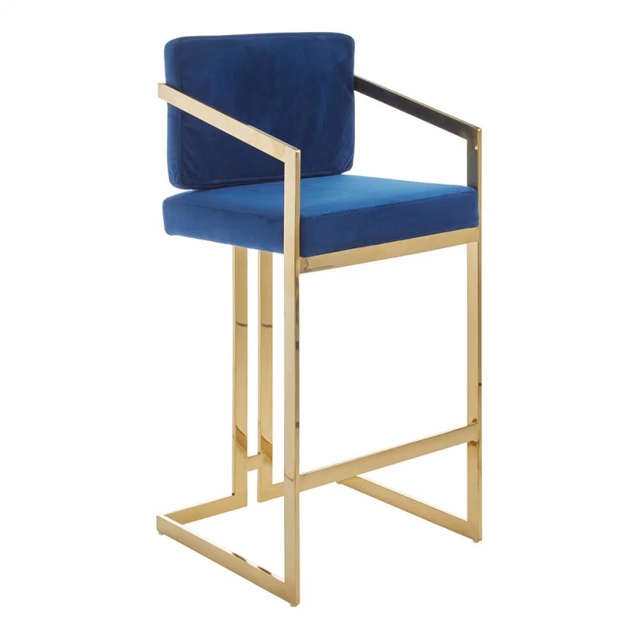 Hot Sales Luxury Gold Stainless Steel High Counter Stool Velvet Bar Chair Pub Stool for Home Hotel Club