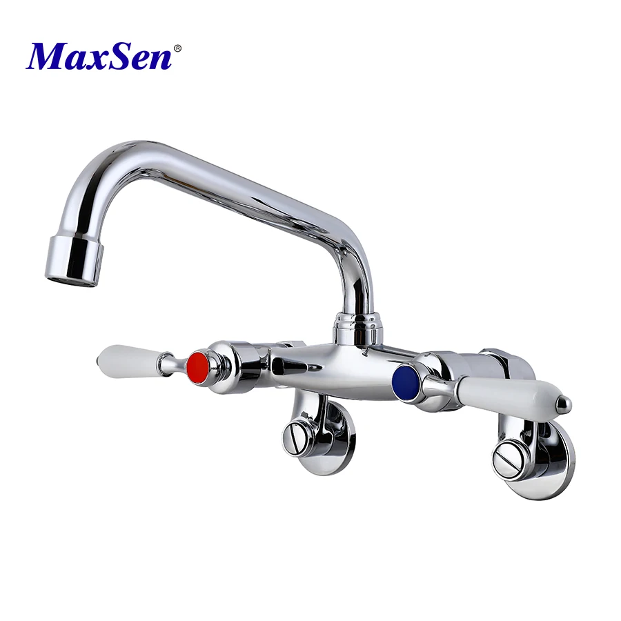 High Quality Food Class Wall Mount Dual Handles Durable Sink Kitchen Faucet Home Use