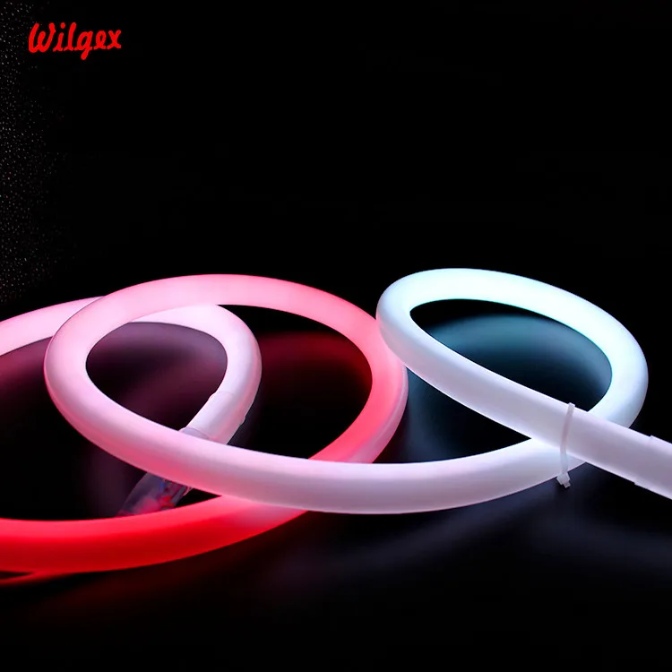 
Динамическая RGB 360 градусов круглая светодиодная неоновая гибкая трубка 24 вольт пиксель IP68 фасадное освещение для улицы neonflex 