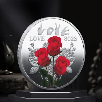 Wholesale Custom Design Ultra High Relief 3D Rose Flower Valentines Gift Metal Love 1 ounce Ag 999 Silver Coin