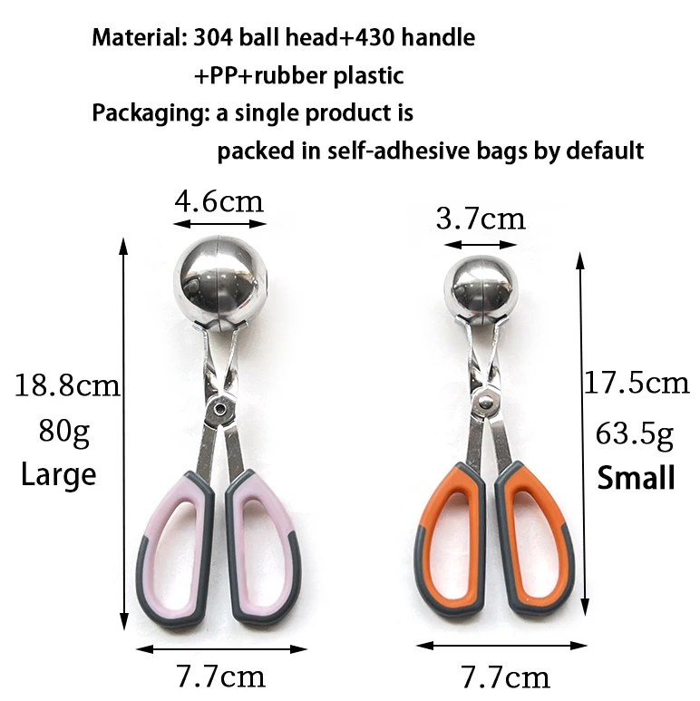 Factory Direct Sale Stainless Steel Double Color Handle Meatball Maker With Anti Slip Handle