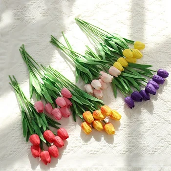 Brilldeco Artificial Flowers Wholesale Embroidery Plants Short Branch Pu Tulip Creative Ornaments Simulated Bouquets