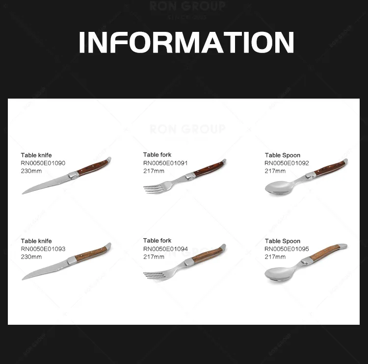 Functional High Quality Factory Fork Silver Wooden Handle Color Knotted Design Silverware Flatware Stainless Steel Cutlery Set